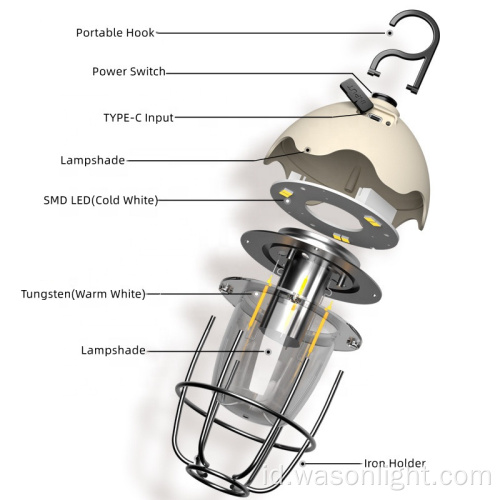 2023 kompetitif klasik harga murah plastik luar ruangan hangat dan dingin putih vintage portabel mini berkemah Lampu LED untuk dijual